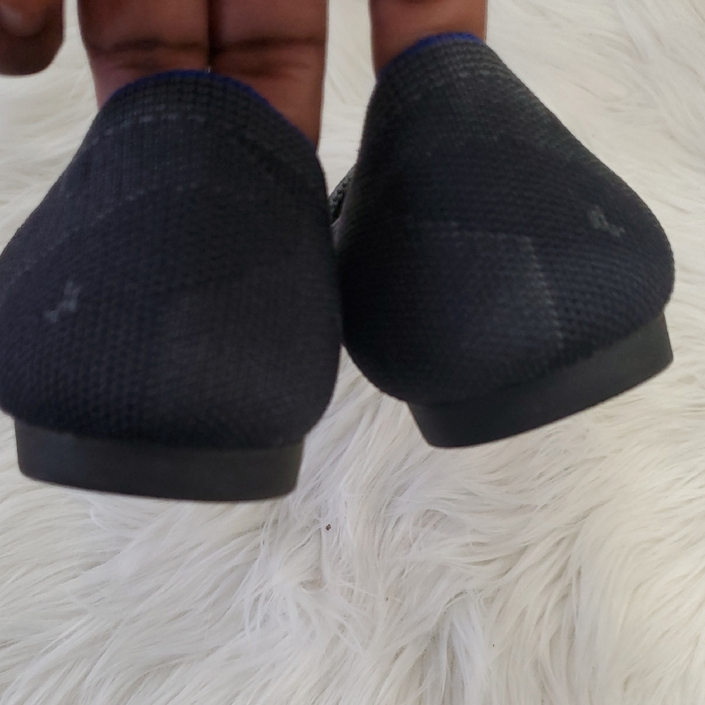 Rothy's The Point  Gray Camo  Flats with Sleek Pointed Toe and Blue Trim - Picture 5 of 16